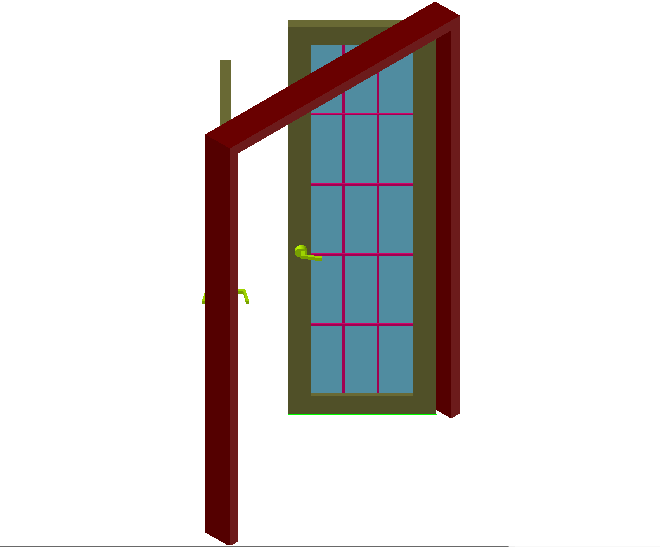 Door design with grill in 3d view dwg file