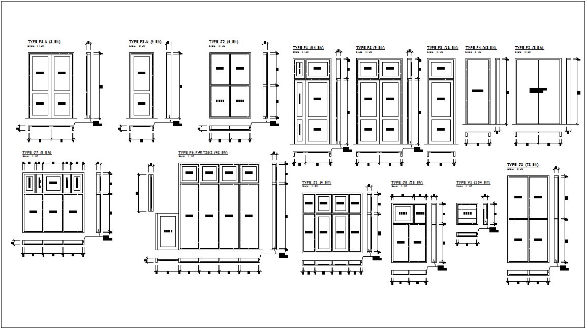 Office Door Design AutoCAD File with Plan & Section Views