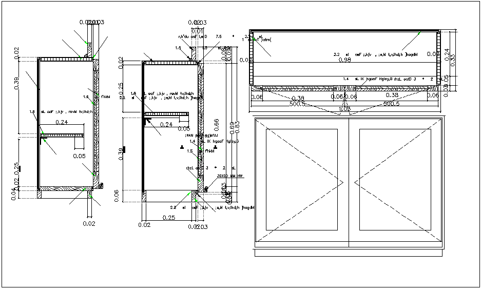 Door detail dimensions view dwg file