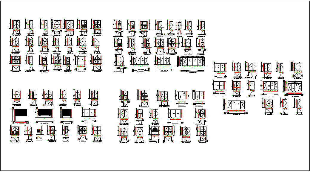 Door detail types and dimension dwg file