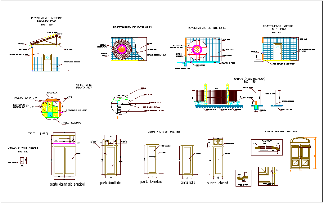 Door detail view with different door view dwg file