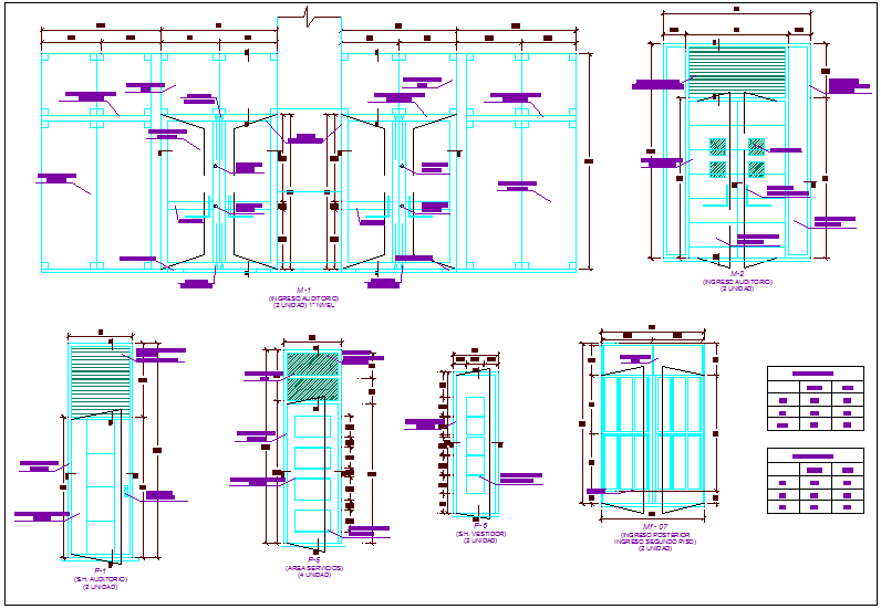 Door detail view with dimension
