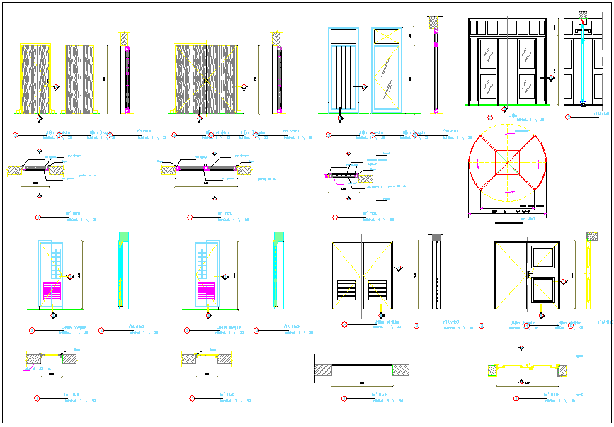 Door Elevation and Section AutoCAD File with Side View Details