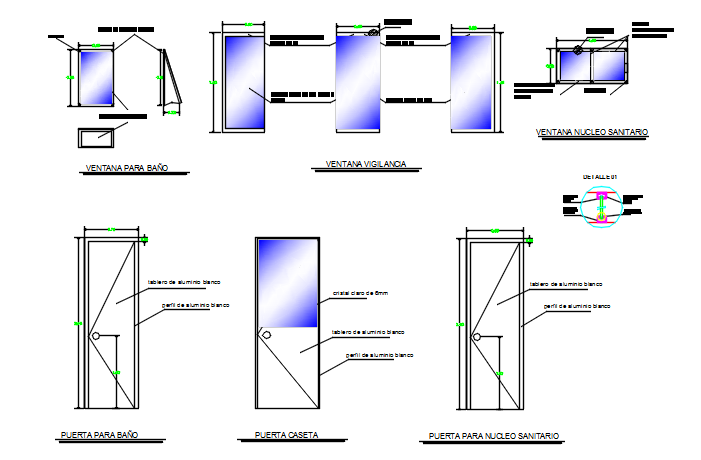Door framing plan and elevation detail dwg file
