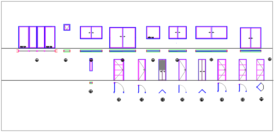 Door framing plan and window framing plan elevation detail dwg file