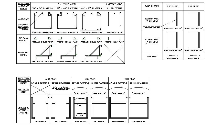 Door gate elevation and section blocks cad drawing details dwg file