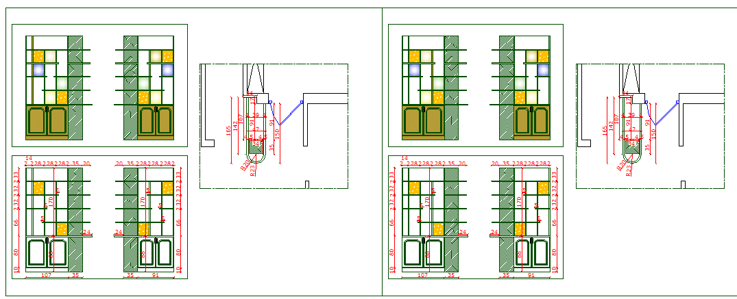 Door installation details of cafeteria dwg file