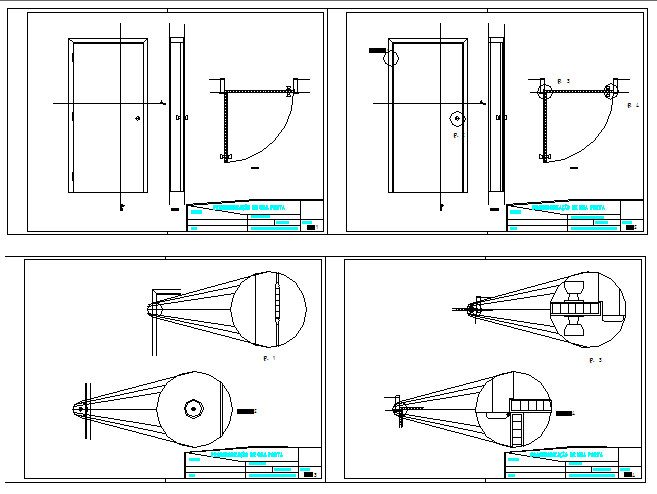 Door installation details of house dwg file