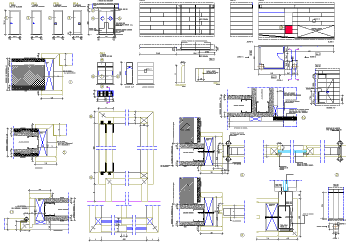 Door installation details of kitchen of restaurant dwg file