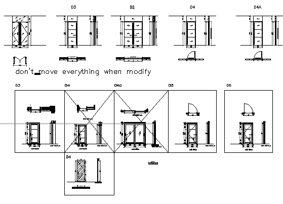 Door installation details of one family house dwg file