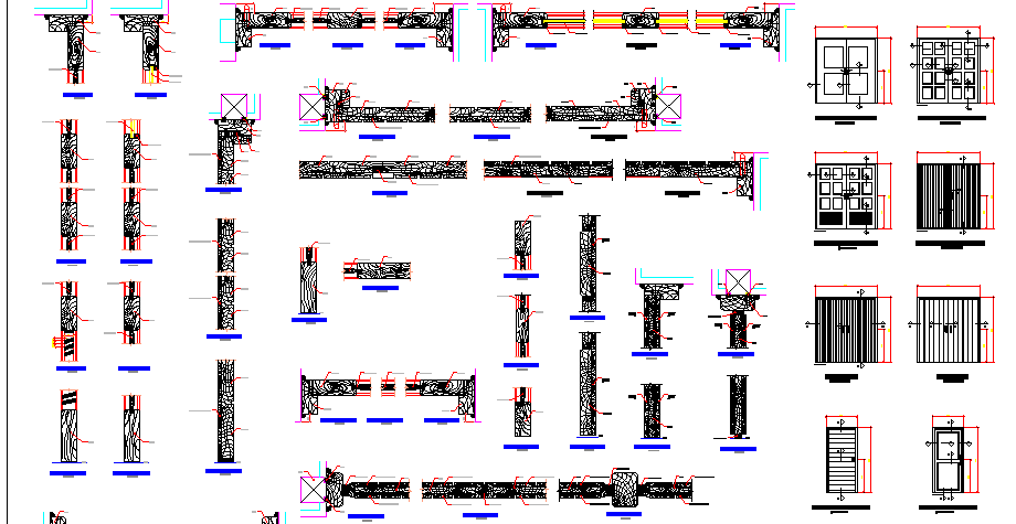 Door installation details with column and beam details dwg file
