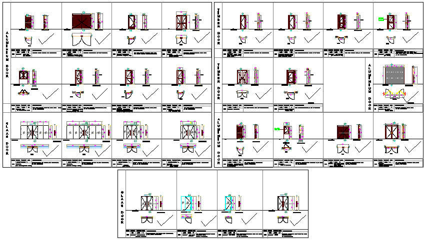 Door installation schedule table of housing building dwg file