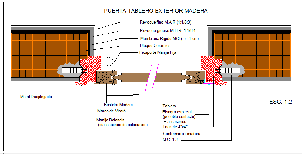 Door panel exterior wood board details dwg file