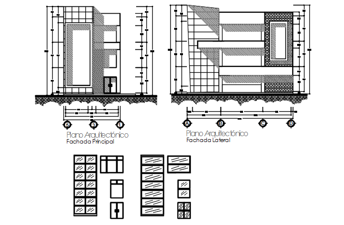 Door plan and elevation center line plan detail dwg file