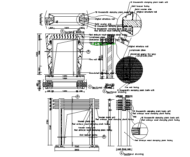 Door section detail dwg file