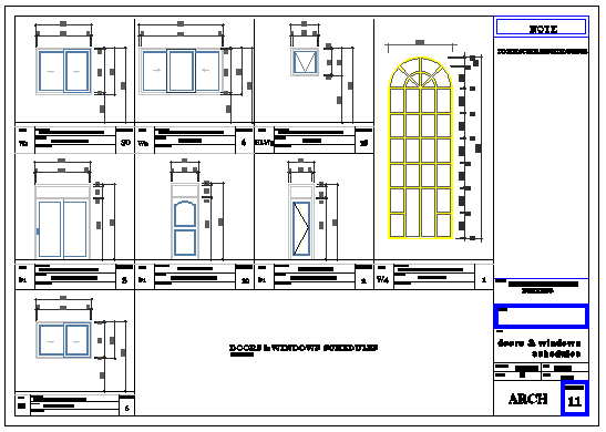 Door window detail design drawing of residential building design drawing