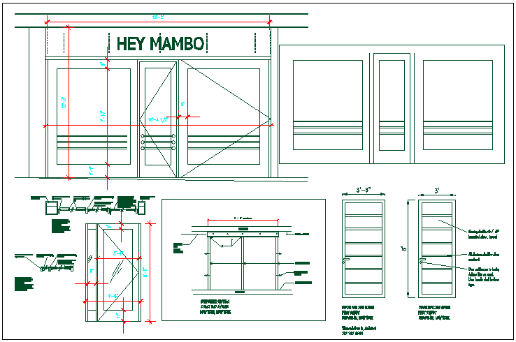 Door window elevation view detail dwg file