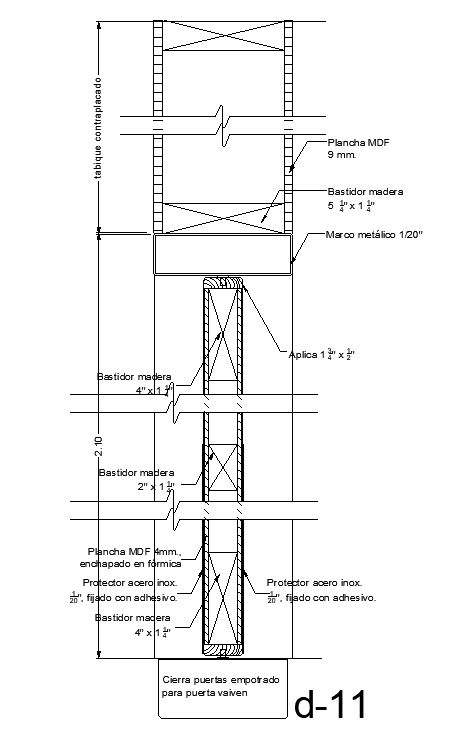 Door11 (2100mm) height of the door section view is given in this AutoCAD model.Download now.