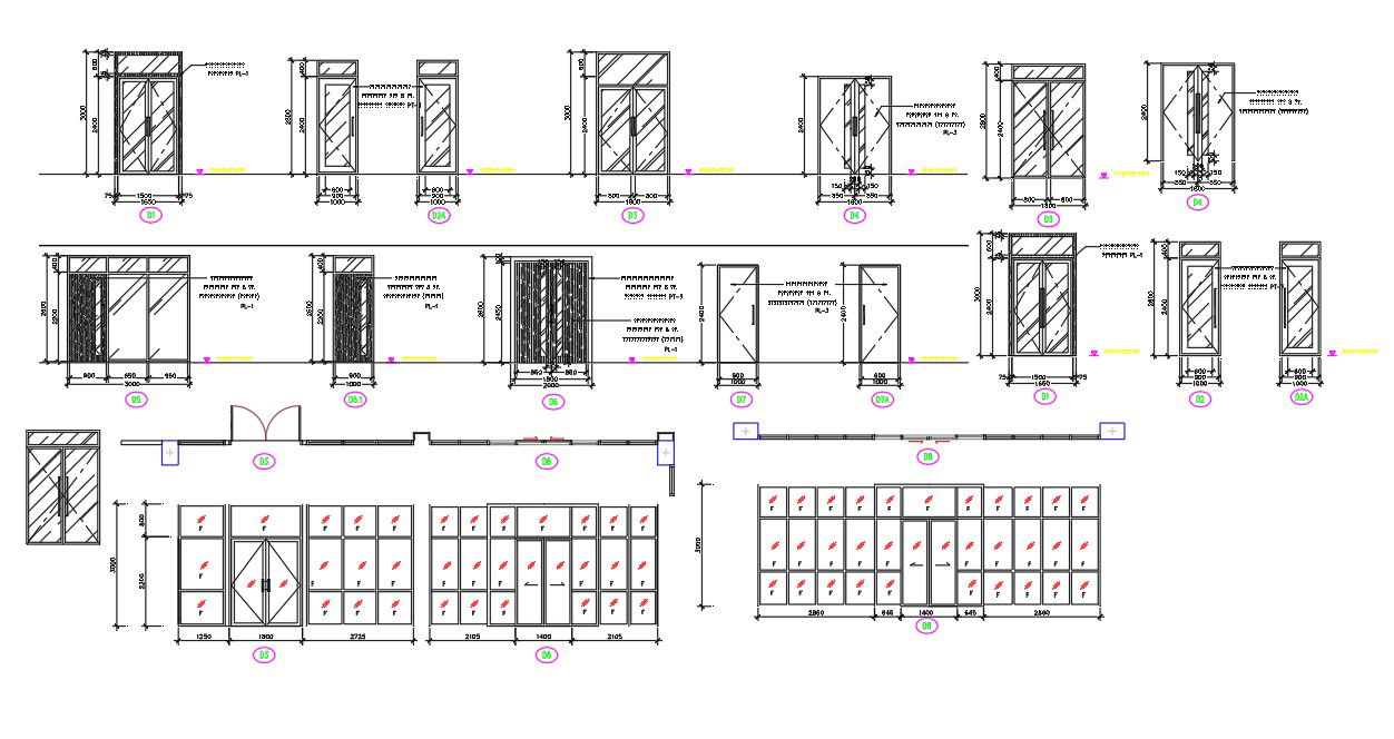Door And Window Elevation AutoCAD Blocks