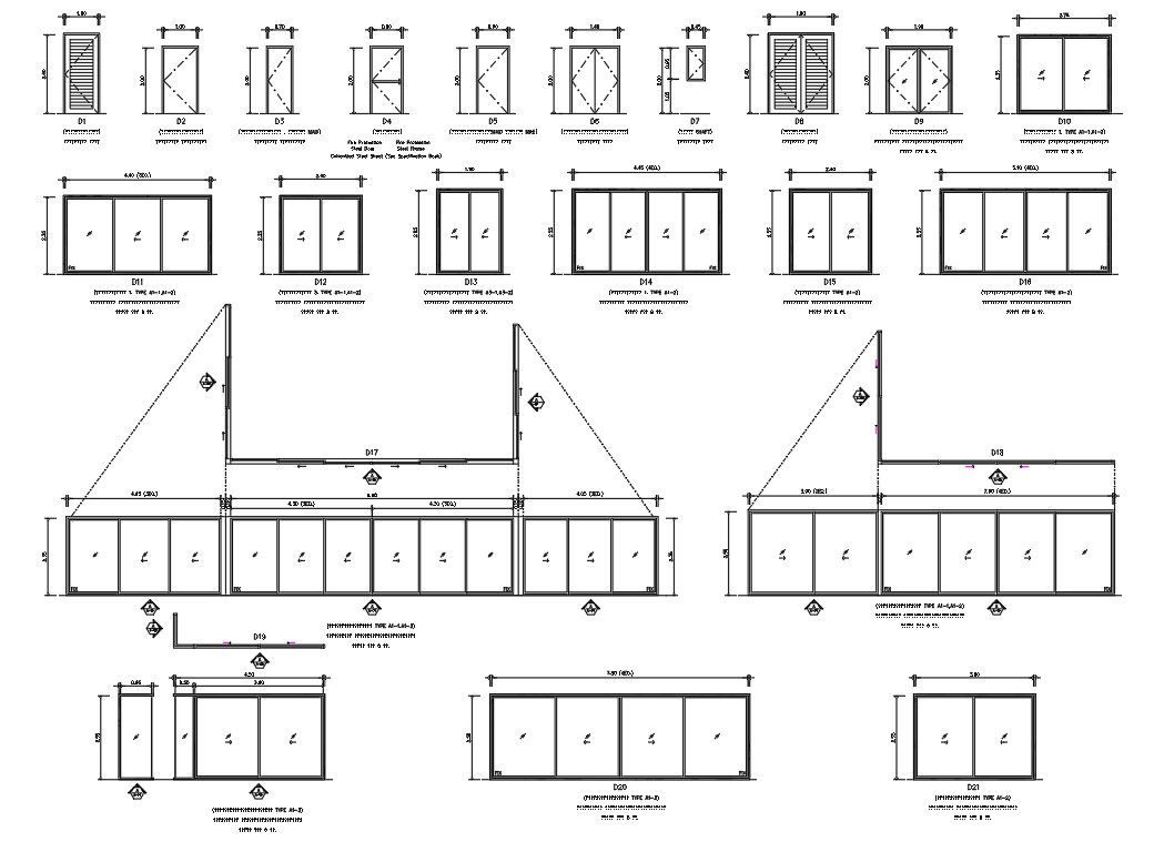 Door And Window Glass CAD Blocks Free Download DWG File