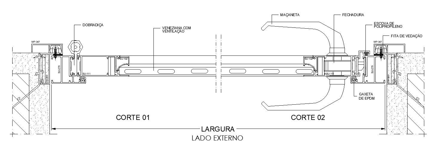 Door Handle Section Plan Details AutoCAD DWG File
