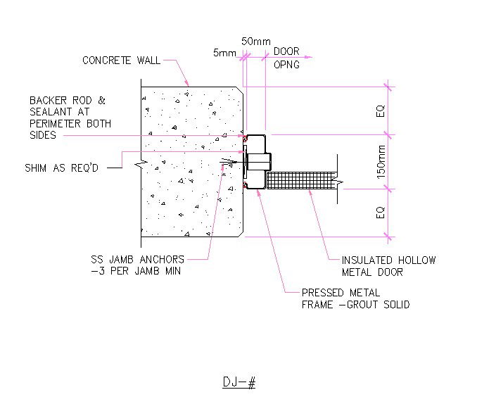 Door Installation CAD Section Drawing Free Download DWG File