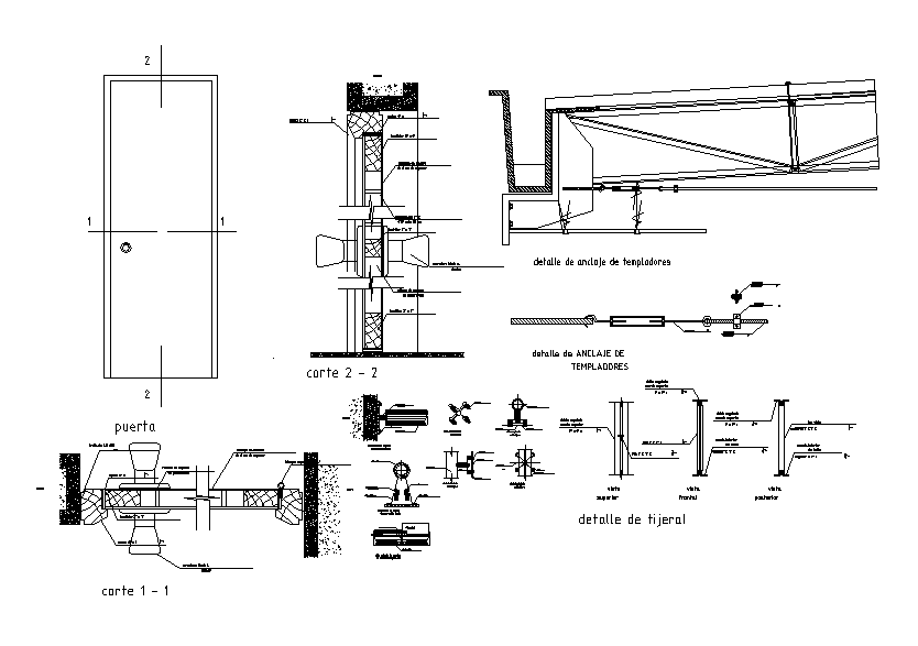 Door Lock Installation Sectional Elevation CAD Drawing Download DWG File