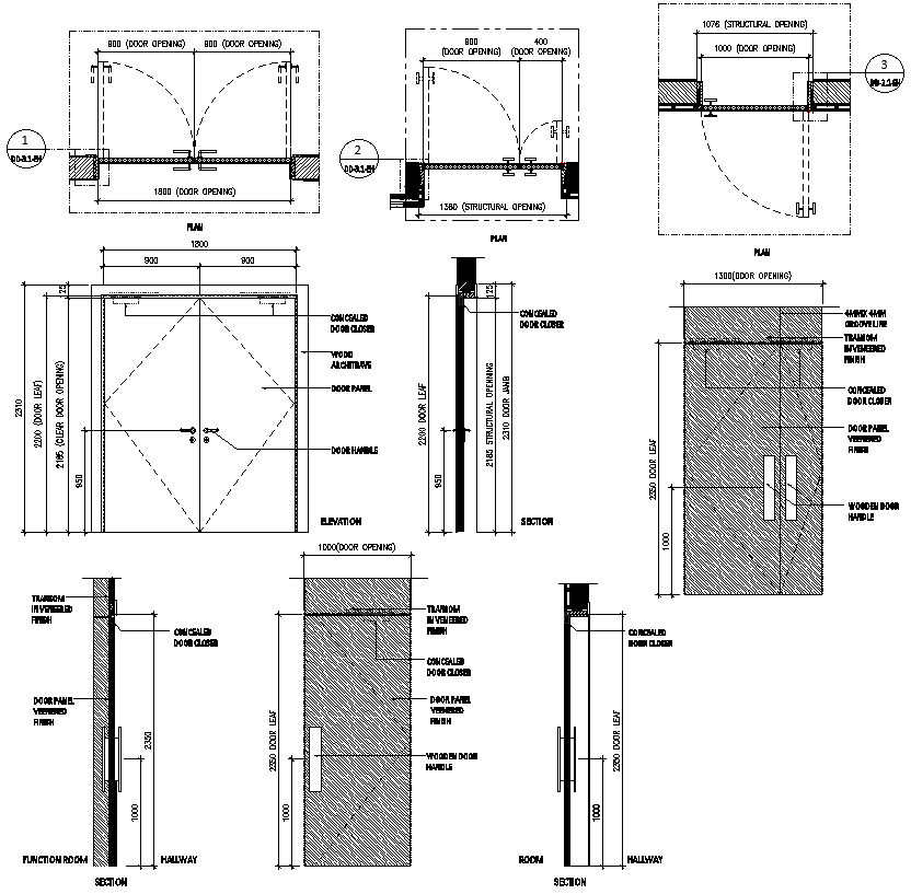 Door Plan Elevation And Section Detail DWG AutoCAD file