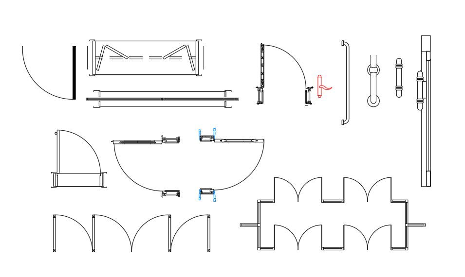 Door Plan With Handle Elevation Design AutoCAD File
