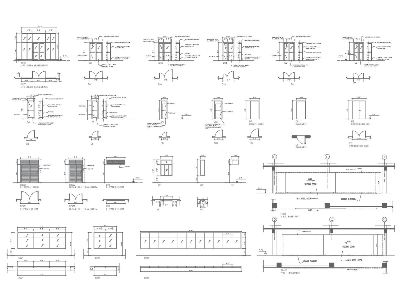 Door Window and Ventilation Detail Drawing Schedule in DWG File