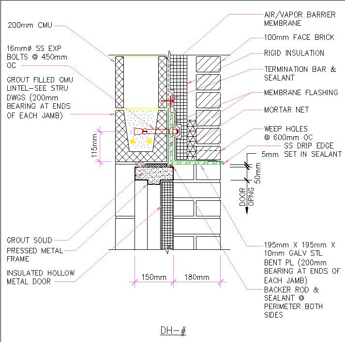 Door With Wall Section CAD Drawong Free Download DWG File