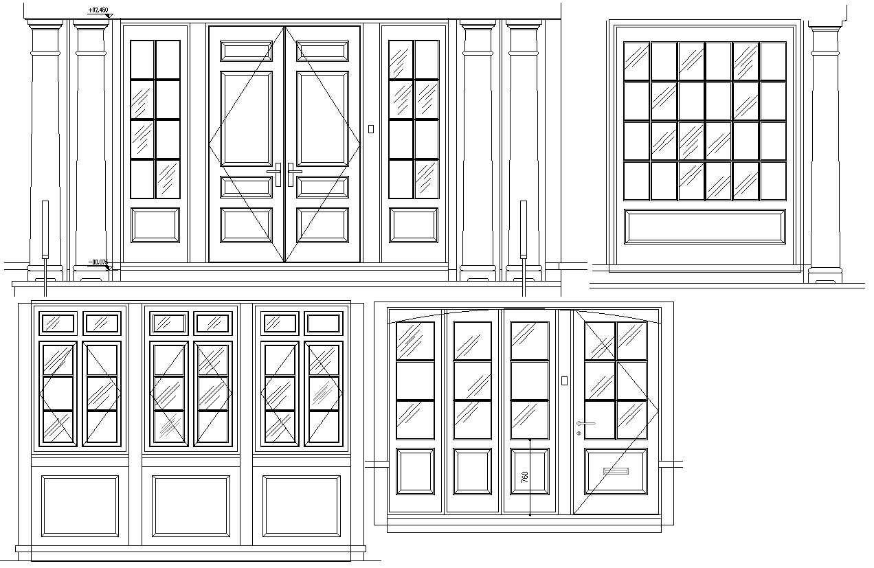 Door and Window Elevation Details AutoCAD DWG File Download