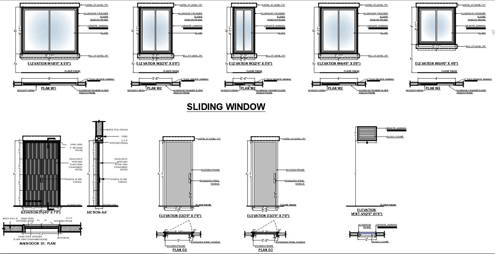 Door and Window Schedule Detail CAD Drawing In AutoCAD DWG File 