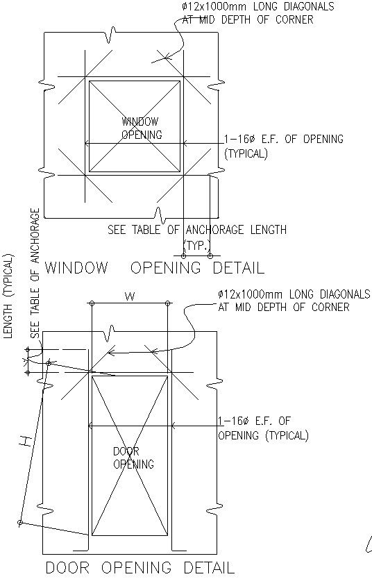 Door and window opening details autocad file , cad drawing , dwg format