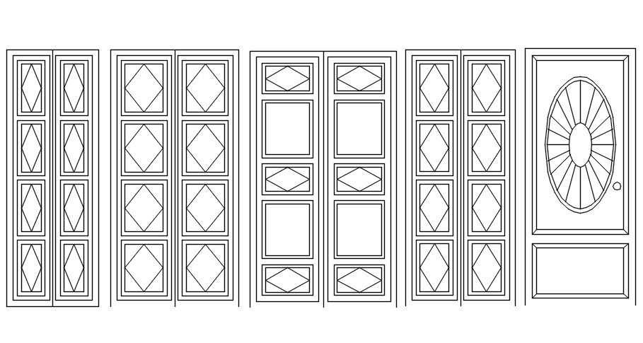 Door design pattern in AutoCAD, DWG file.