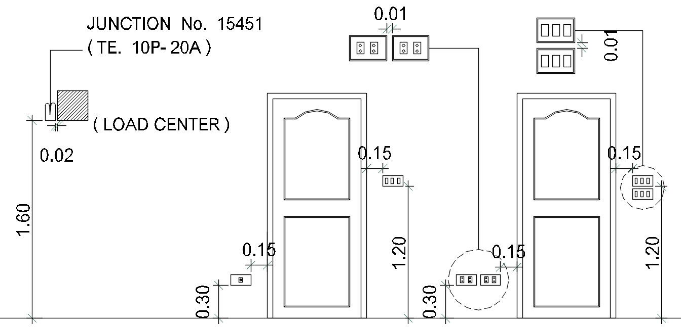 Door design with dimension details in AutoCAD drawing, CAD file, dwg file