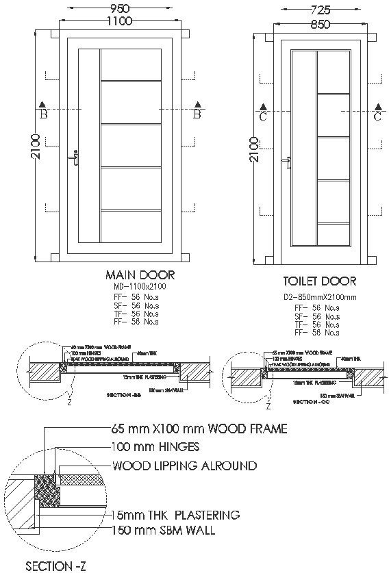 Door detailing DWG AutoCAD file