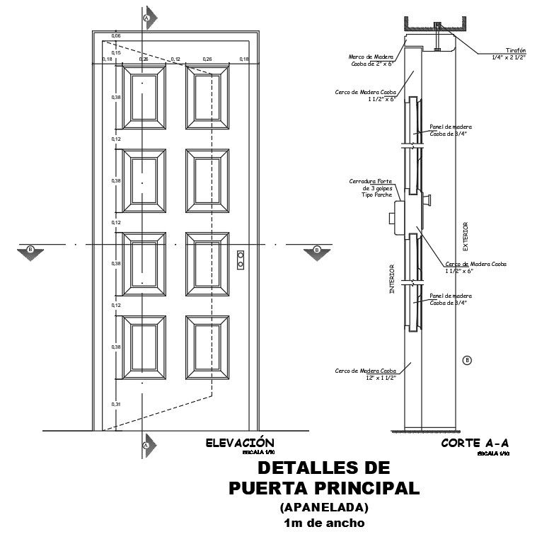 Door elevation detail drawing specified in this AutoCAD file. download this 2d AutoCAD drawing file.