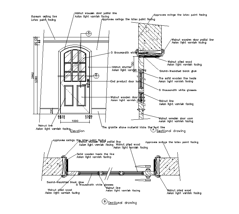 Door elevation detail drawing specified in this file. Download this 2d AutoCAD drawing file.