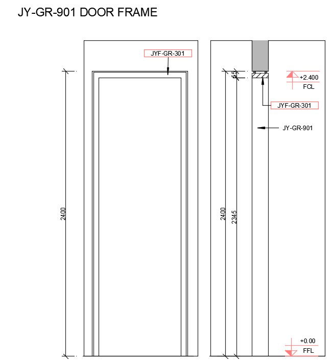 Door frame detail presented in this AutoCAD drawing file. download this 2d AutoCAD drawing file.