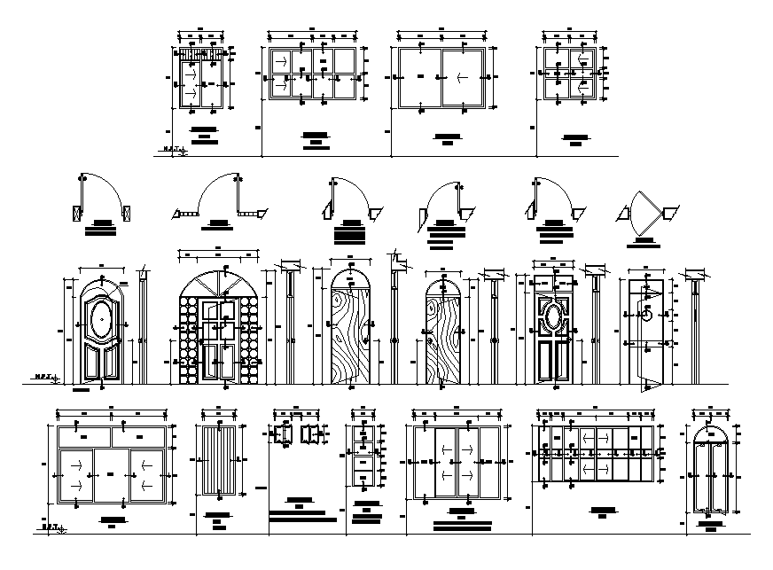 Door front elevation separated in this AutoCAD 2Ddrawing file. Download this 2d AutoCAD drawing file.