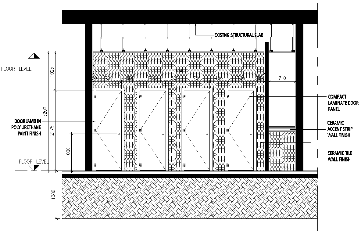 Door jamb in polyurethane paint finish details dwg autocad drawing .