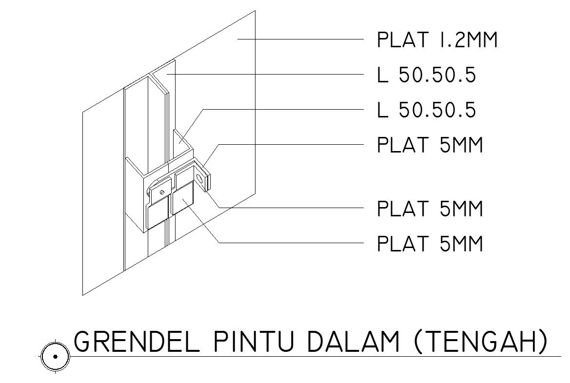Door latch in the middle design in AutoCAD 2D drawing, CAD file, dwg file