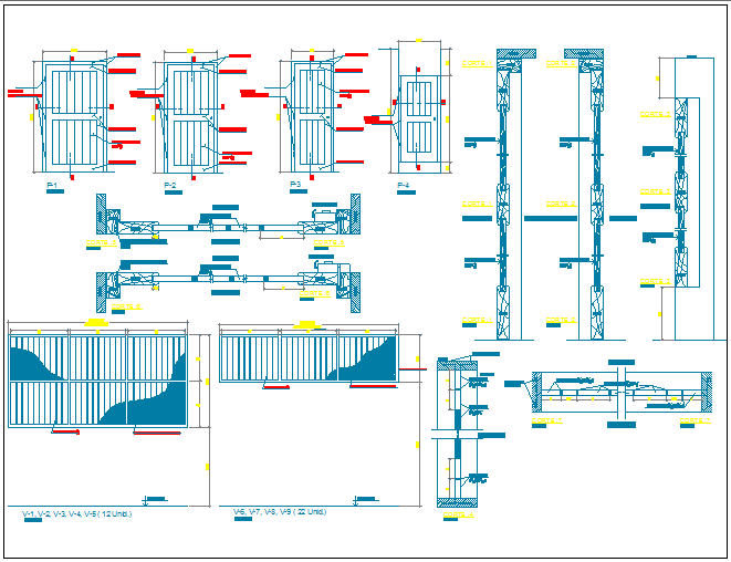 Doors and window installation of flood zone college dwg file