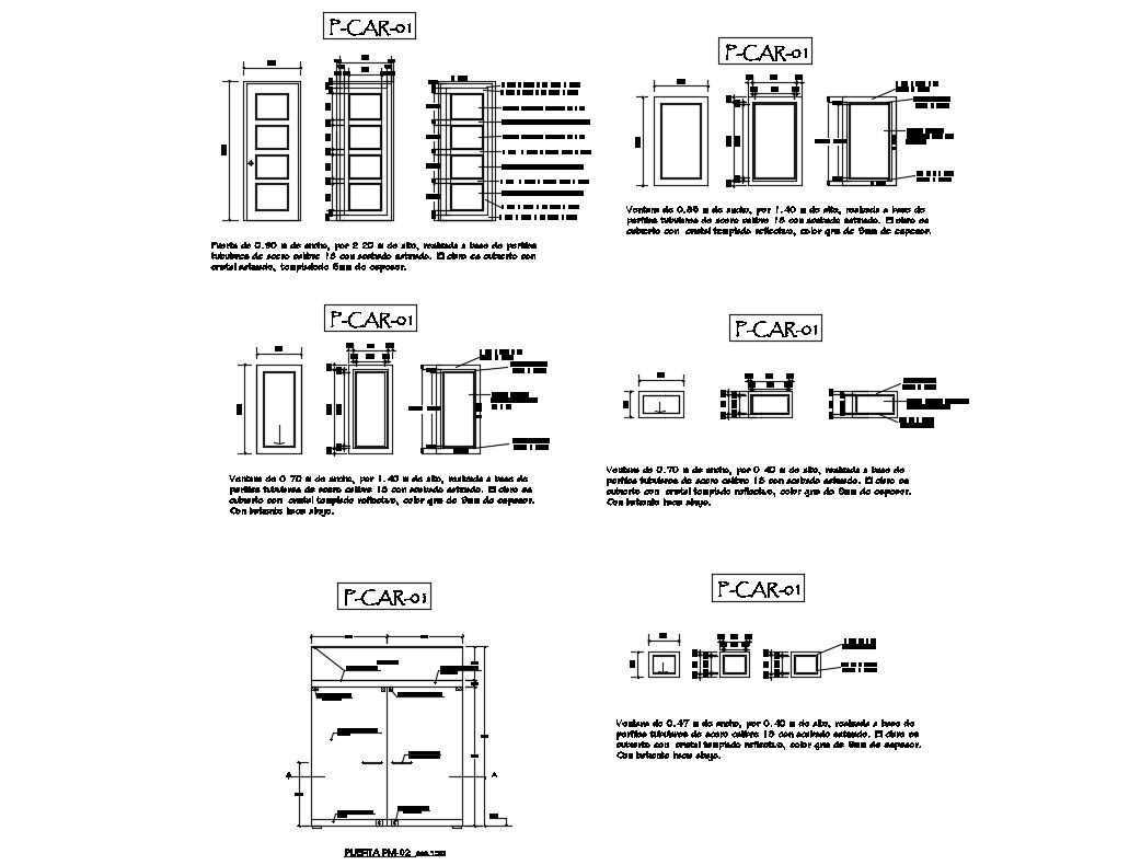 Doors and windows installation and car pantry details of hospital dwg file