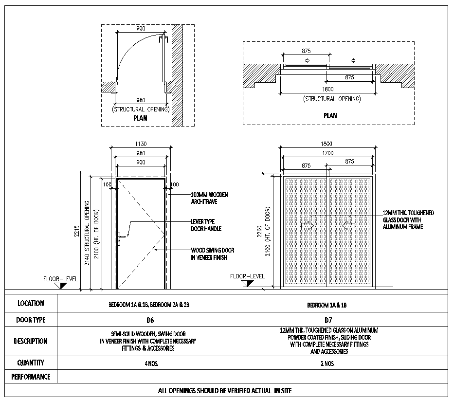 Door window detailed plan and section 2D CAD block DWG AutoCAD drawing