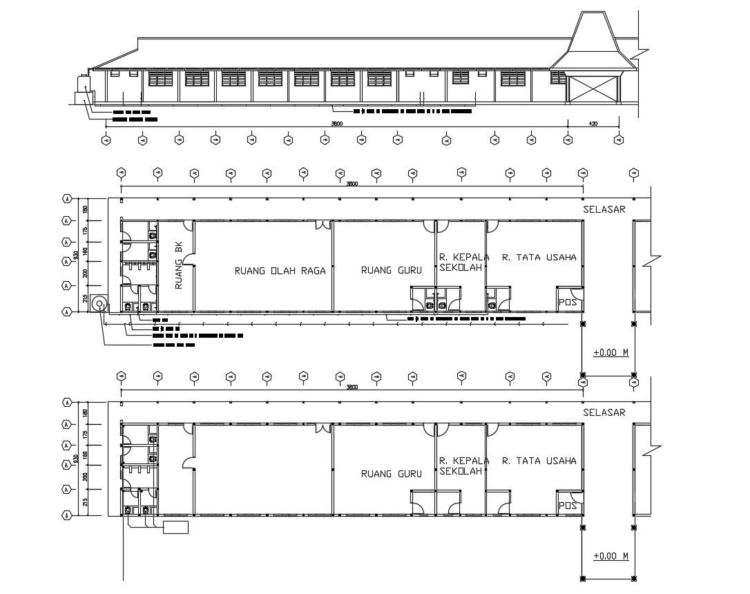 Dormitory Elevation and Layout Plan Design AutoCAD Drawing