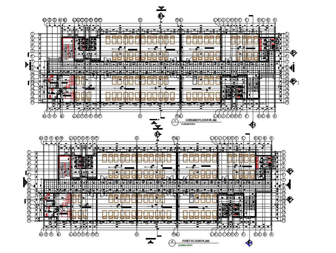 Dormitory Floor Plan With Construction Drawing Download DWG File