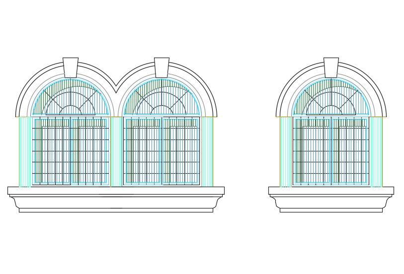 Double And Single Window Free CAD Blocks Drawing