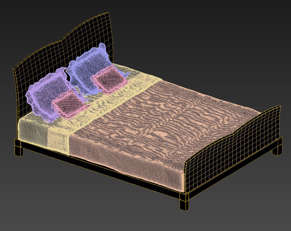 Double Bed Designs In Wood With Large Backrest 3D MAX File